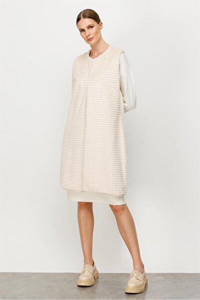 Nazen Giyim Triko Combined Ecru Women's Vest 20034-2K5