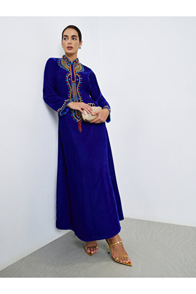 Maxim Creation By Styli Premium Velvet Jalabiya with Colorful Crystal Embroidery Stones