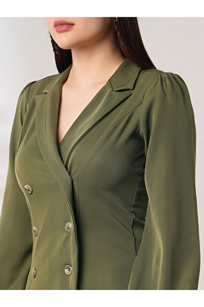 Globus By Styli Green Long Sleeves Mini Blazer Dress