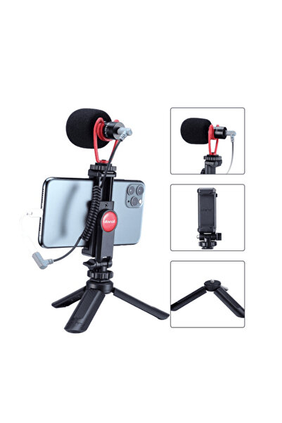 ulanzi Kit vlog mini trepied MT-05 + suport smartphone ST-06 și microfon Sairen VM-Q1