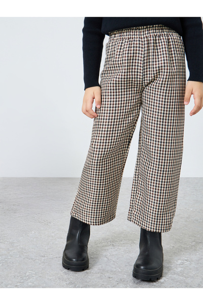 Styli Checked Elastic Waist Pants