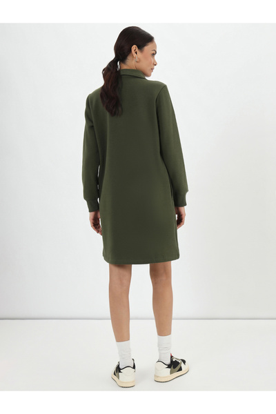 Styli Olive Fleece Mini Shirt Dress