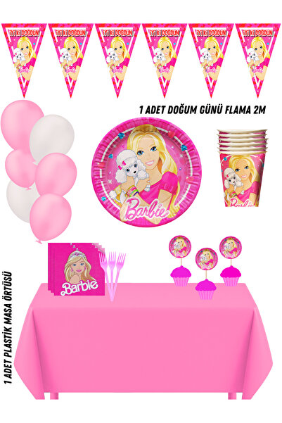 Barbie Bebek Kişilik 8 Doğum Günü Parti Süsleri Seti