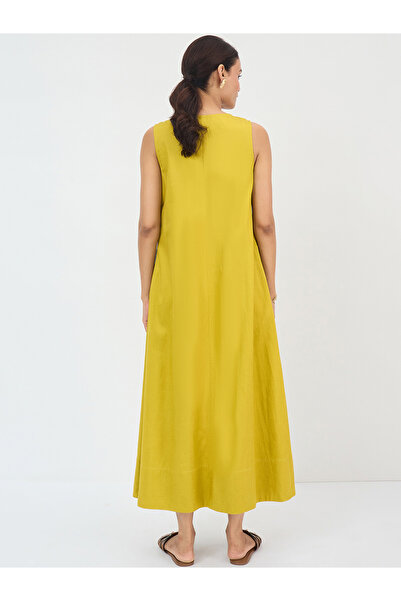 Styli Mustard Yellow Sleeveless A-Line Maxi Dress