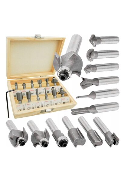 VERKE Set 12 Freze Profesionale pentru Freza Oberfreza Prindere 8mm