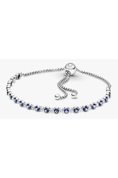 Pandora Bratara tenis stralucitoare Cristal Albastru si Zirconiu din Argint 925 - Ajustabila
