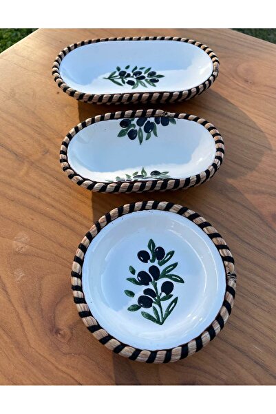 home inn Handmade Presentation Bowl Set |   Stain-Resistant |   Wicker Look Rope Edge Design – Presentation Set of 3