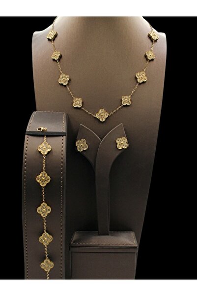 Klif Van Cleef & Arpels gold-plated necklace, bracelet and earrings set