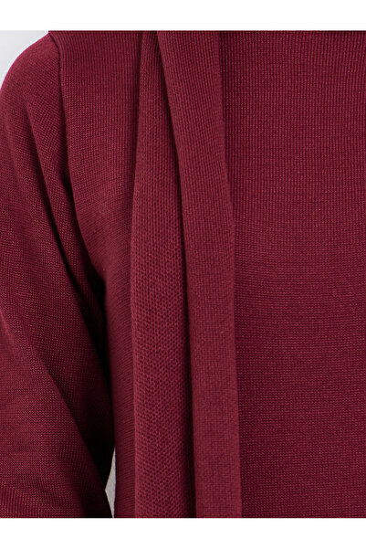 Styli Burgundy Knit Midi Sweater Dress