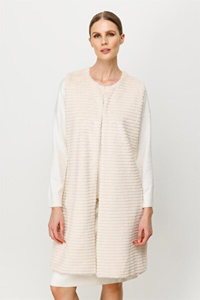 Nazen Giyim Triko Combined Ecru Women's Vest 20034-2K5