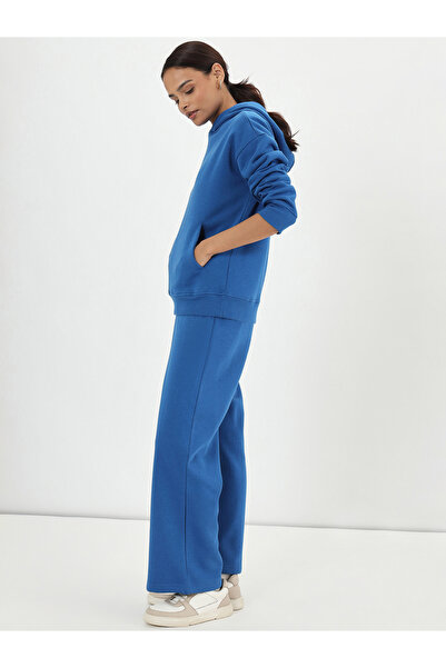 Femmella By Styli Royal Blue Fleece Relaxed Fit Hoodie