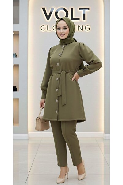 VOLT CLOTHİNG Metal Button Scuba Pants Two-Piece Set