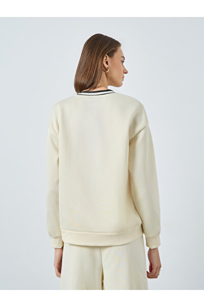 Styli Women Off White Varsity Sweatshirt