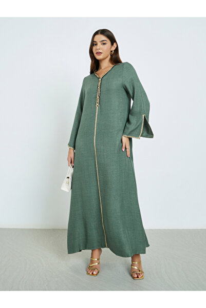 Styli شق زيتونية بأكمام مشققة وخط A