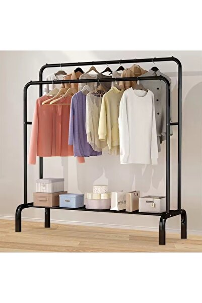 MODALITE Razo Double Metal Clothes Hanger Rack – Black, 110 x 57 x 150 cm, 35 kg capacity