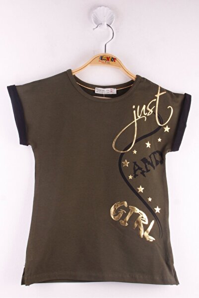 Toontoy تي شيرت بناتي مطبوع بياقة دائرية وأكمام قصيرة