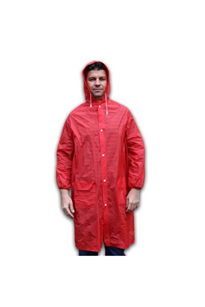 FITINT Unisex Waterproof Rain Poncho with Hood - Red