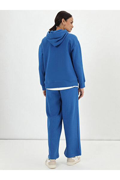 Femmella By Styli Royal Blue Fleece Relaxed Fit Hoodie