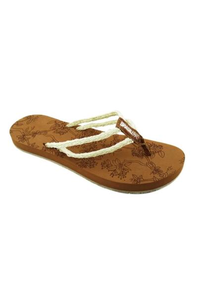 BRASILEIRA Brasileras Women's Beach Sandals White/Brown Size 39-40 - Chic & Comfortable Flip Flops for Summer