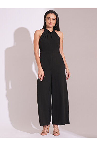 Globus By Styli Women Black Halter Neck Wide Leg Jumpsuit