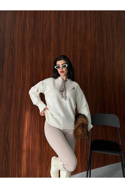 DİMA FASHİON Deer Detail Knitted Sweater