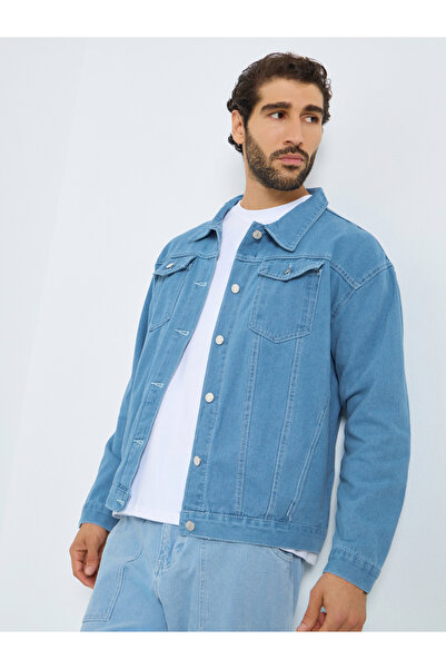 Styli Men Oversized Denim Jacket with Pockets