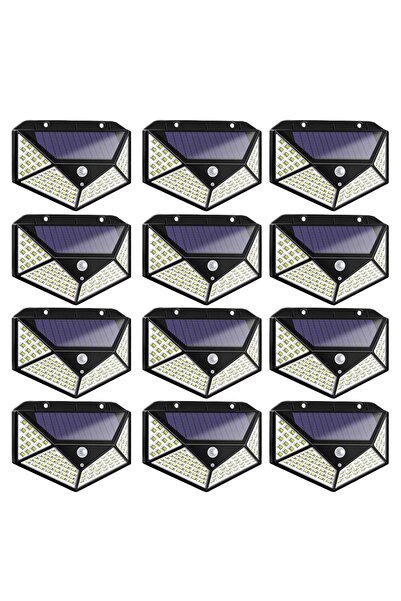 LEDIGANT Set 12 lampi solare LED exterior, 100 LED SMD cu senzor, perete, făr...