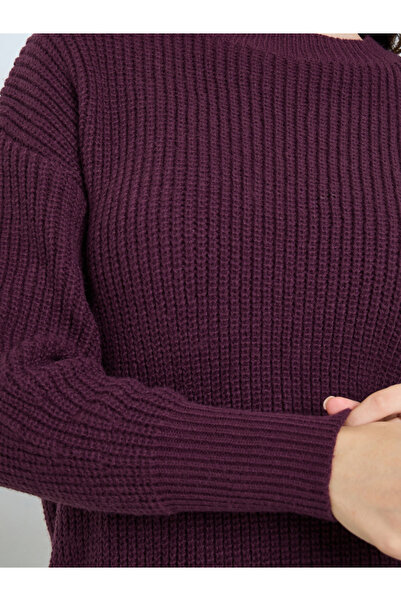 Styli Burgundy Ribbed Knit Sweater