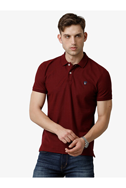 FERVORO By Styli Men Maroon Plain Cotton Polo