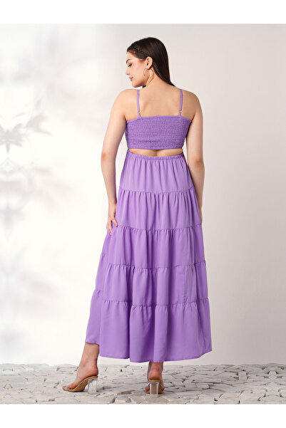 Globus By Styli Women Lavender Square Neck Strappy Maxi Dress