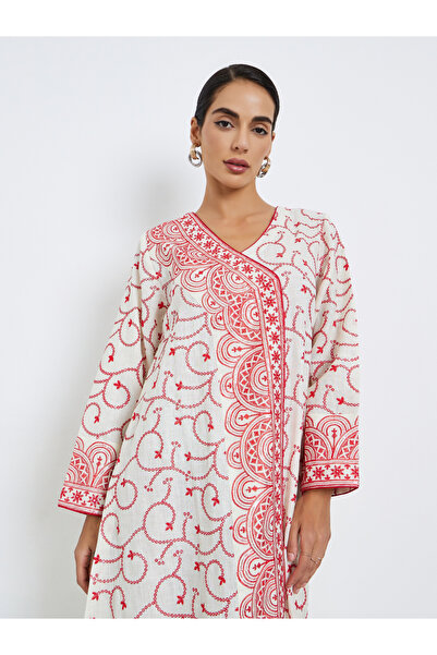 Maxim Creation By Styli Threadwork Embroidery V Neck Jalabiya