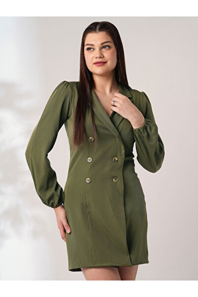 Globus By Styli Green Long Sleeves Mini Blazer Dress