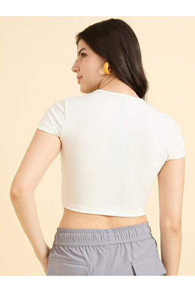 Outzidr By Styli White Basic Fitted Crop Top