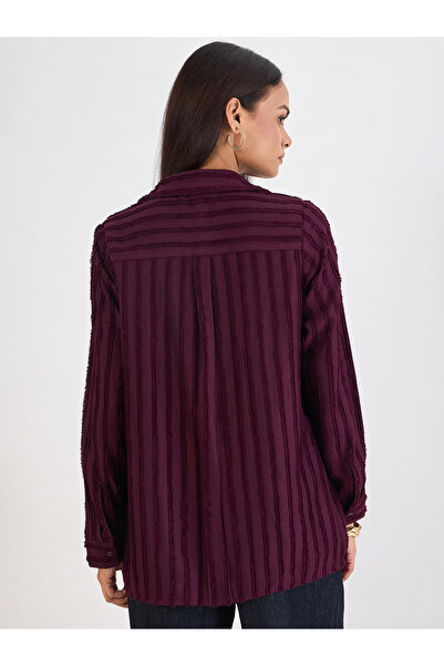 Femmella By Styli Wine Textured Button Down Shirt