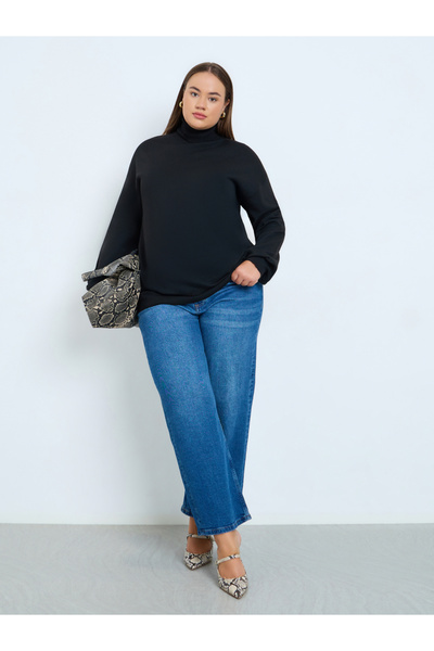 Styli Plus Size Black Turtleneck Sweater