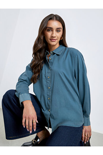 Styli Blue Long Sleeve Acid Wash Shirt