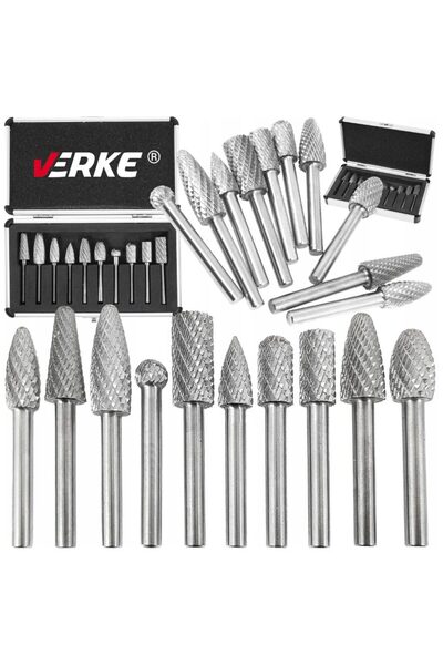 VERKE Set 10 freze de carbura pentru metal, HSS,