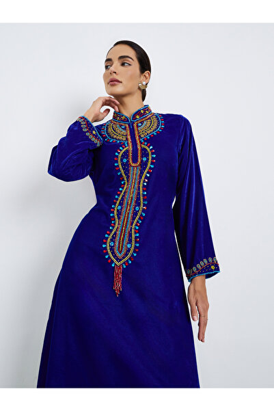 Maxim Creation By Styli Premium Velvet Jalabiya with Colorful Crystal Embroidery Stones