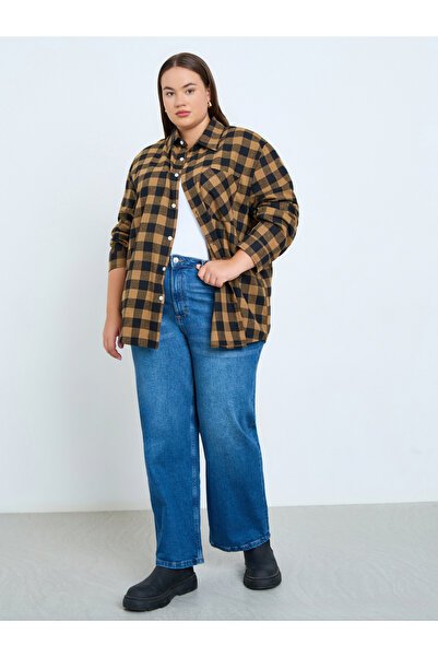 Styli Plus Size Plaid Flannel Oversized Shirt