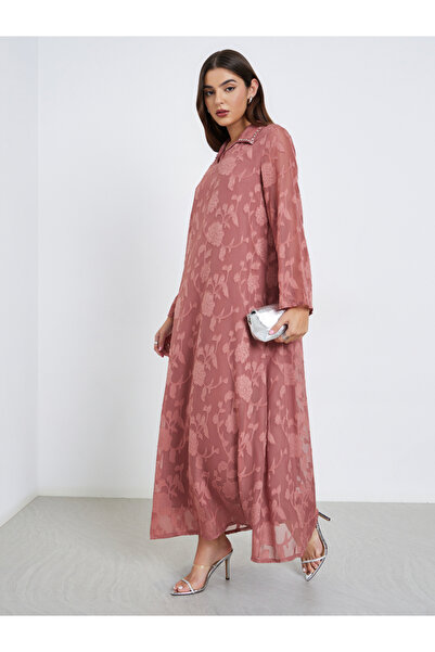 Styli جلابية ماكسي مزخرفة بالورود الوردية