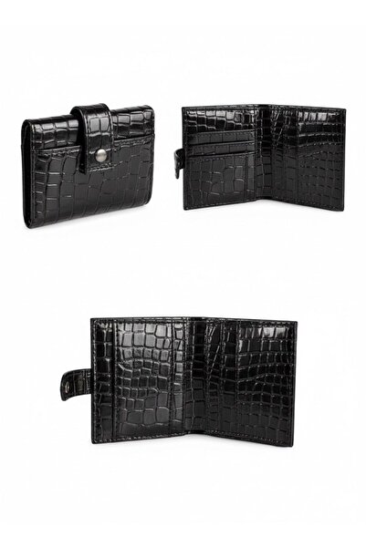 ZERVA QUEEN Patent Leather Look Black Women's Card Holder Wallet