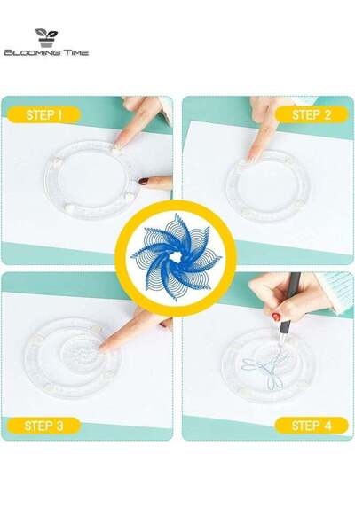 BLOOMING TIME 22Pcs Geometric Ruler DIY Creative Design Set