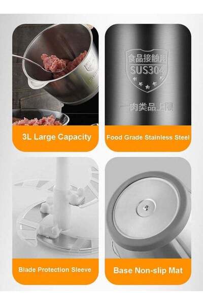 Generic 2 Speed Stainless Steel 3 Litre Meat Grinder/Chopper/Food Processor/Mincer 400W Silver/Black