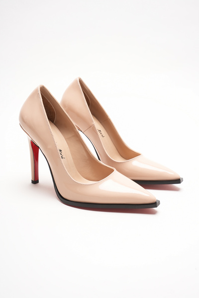 Ayakkabı Ateşi Pantofi cu toc stiletto din piele lacuita nud, cu varf ascutit, rochie de seara clasica, pantofi pentru femei Tokyova