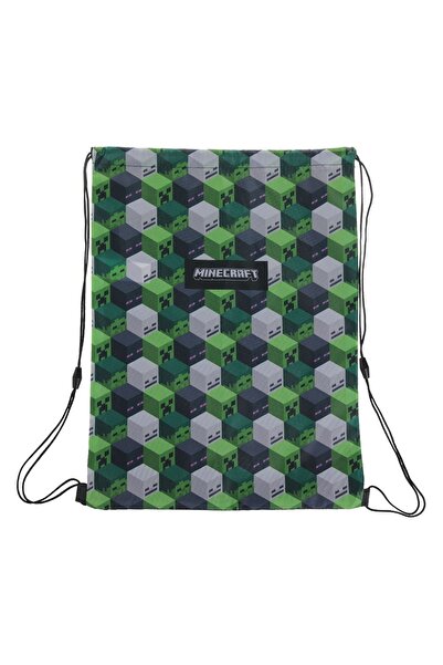SHOPIENS Minecraft Backpack Drawstring Bag 33x45 cm Creeper Pattern Green Black Gray For Children