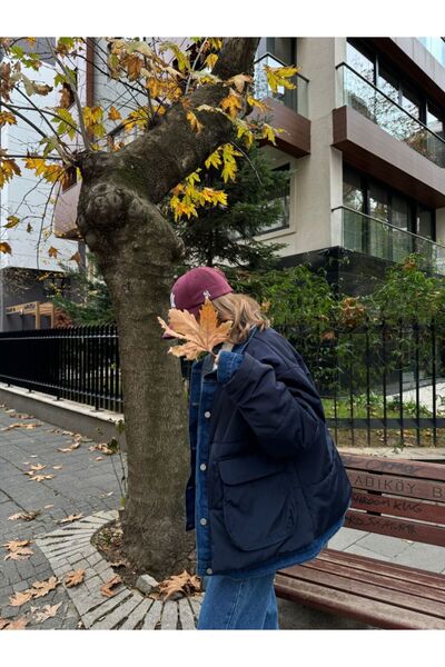 Arzu akbaba    Jeans Detailed Snap Jacket - Navy Blue