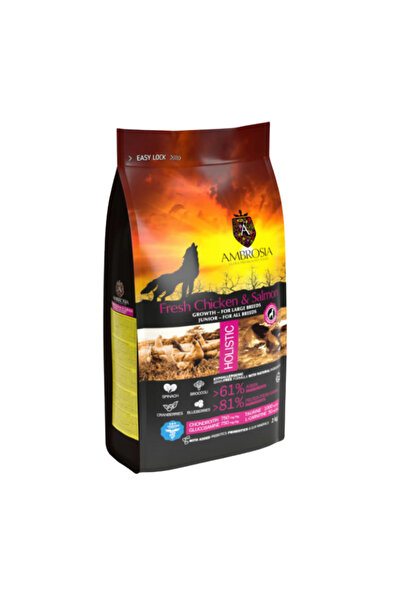 Ambrosia Junior Dry Dog Food, Fresh Chicken & Salmon, Hypoallergenic, Grain-Free, 12 kg