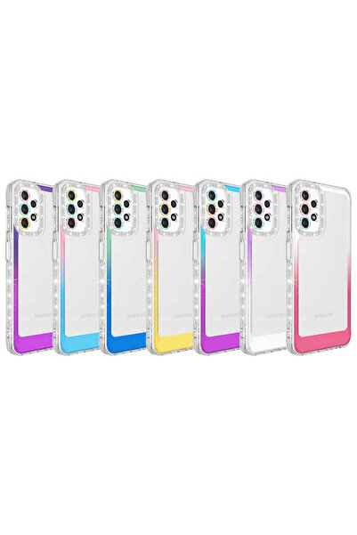 zore Galaxy A13 4g Case Glitter and Color Transition Design Lens Protection Mrsa Park Cover - Green-Blue