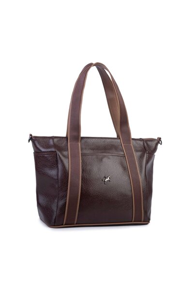 Nas Bag Women's Extra Large Shoulder Bag and Sports Bag (46X36 cm) Brown Mink Victoria