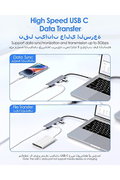 LENTION USB C Hub 6-in-1 with 4K HDMI, USB-C Data Port, 3x USB3.0, 100W PD (Space Grey)